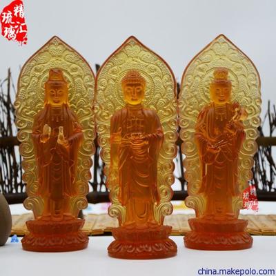 古法琉璃佛像工廠直銷 探尋琉璃西方三圣菩薩像的藝術(shù)與靈性